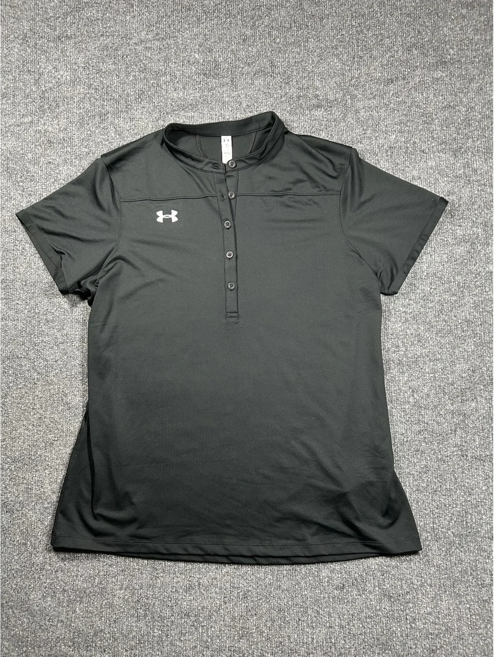 Under Armour Men's Black HeatGear Short Sleeve Button-Up Shirt Large